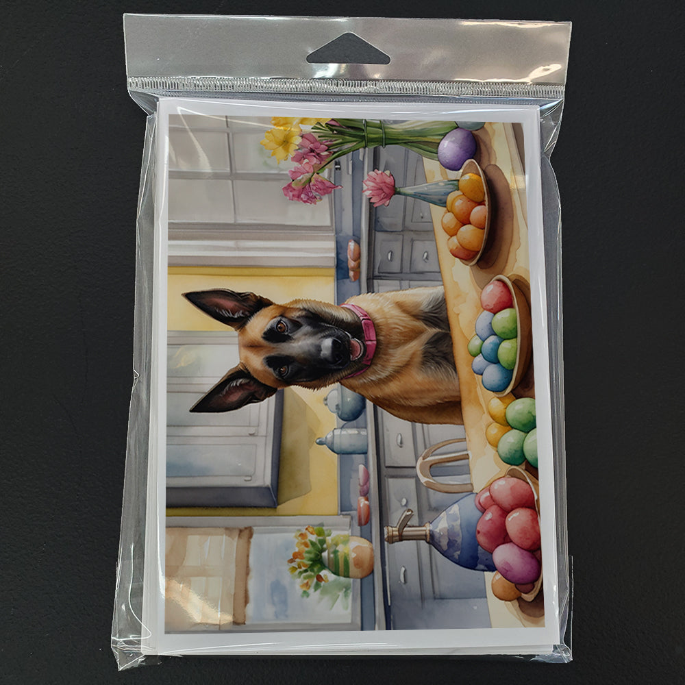 Decorating Easter Belgian Malinois Greeting Cards Pack of 8