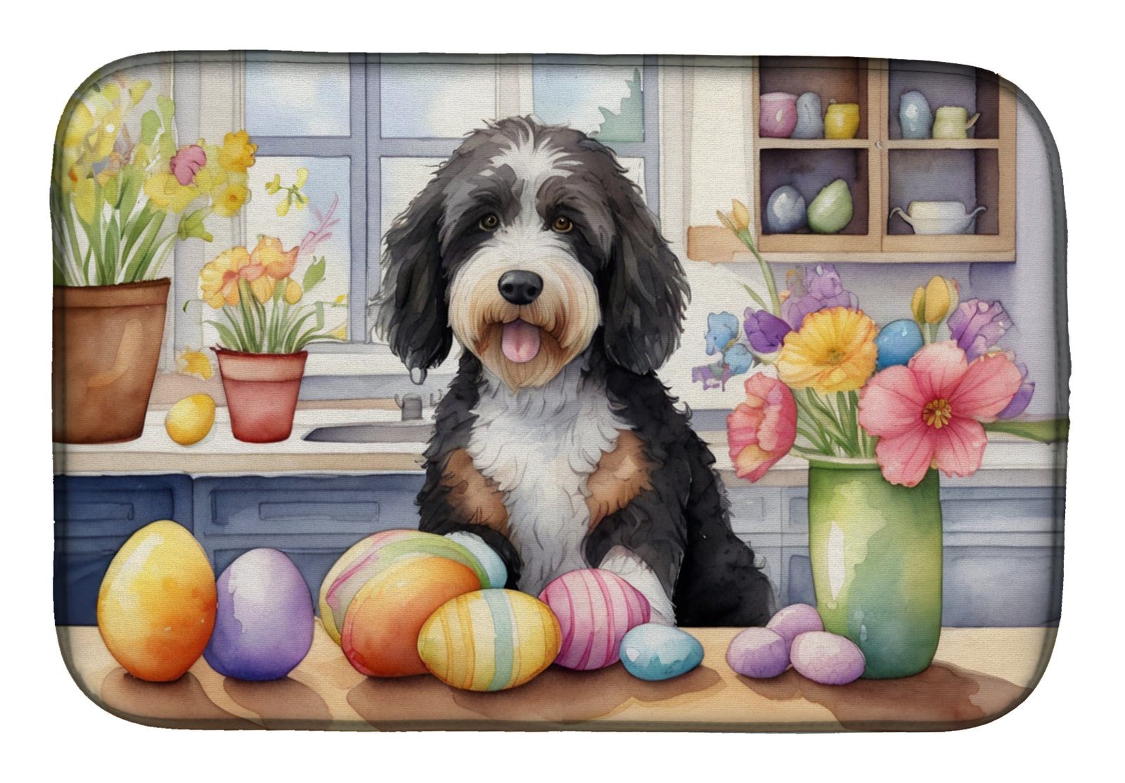 Buy this Decorating Easter Bernedoodle Dish Drying Mat