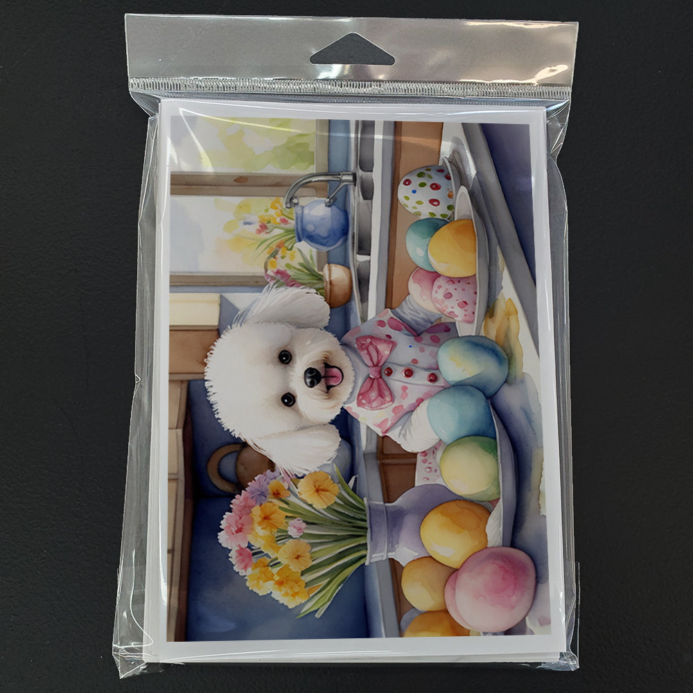 Decorating Easter Bichon Frise Greeting Cards Pack of 8