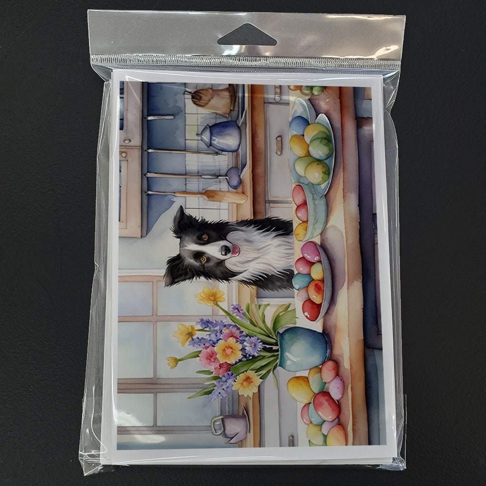 Decorating Easter Border Collie Greeting Cards Pack of 8