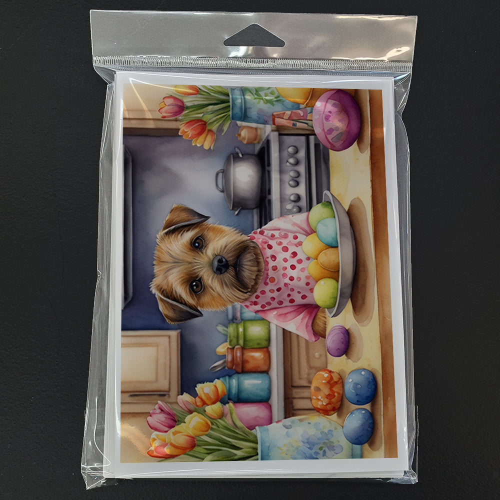 Decorating Easter Border Terrier Greeting Cards Pack of 8