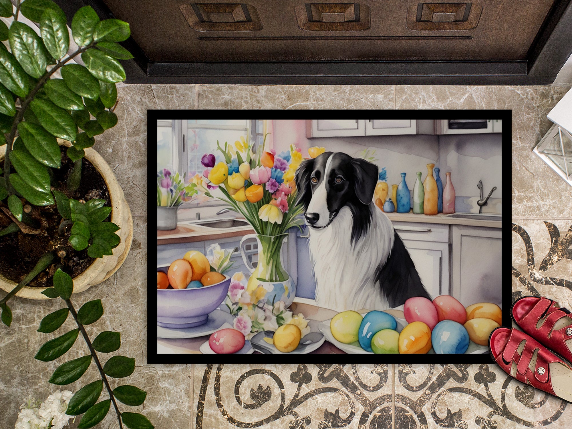 Decorating Easter Borzoi Doormat