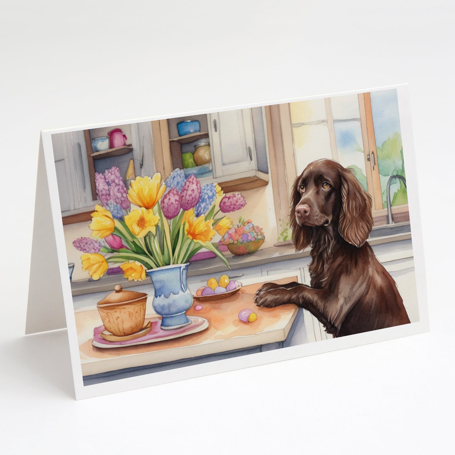 Buy this Decorating Easter Boykin Spaniel Greeting Cards Pack of 8