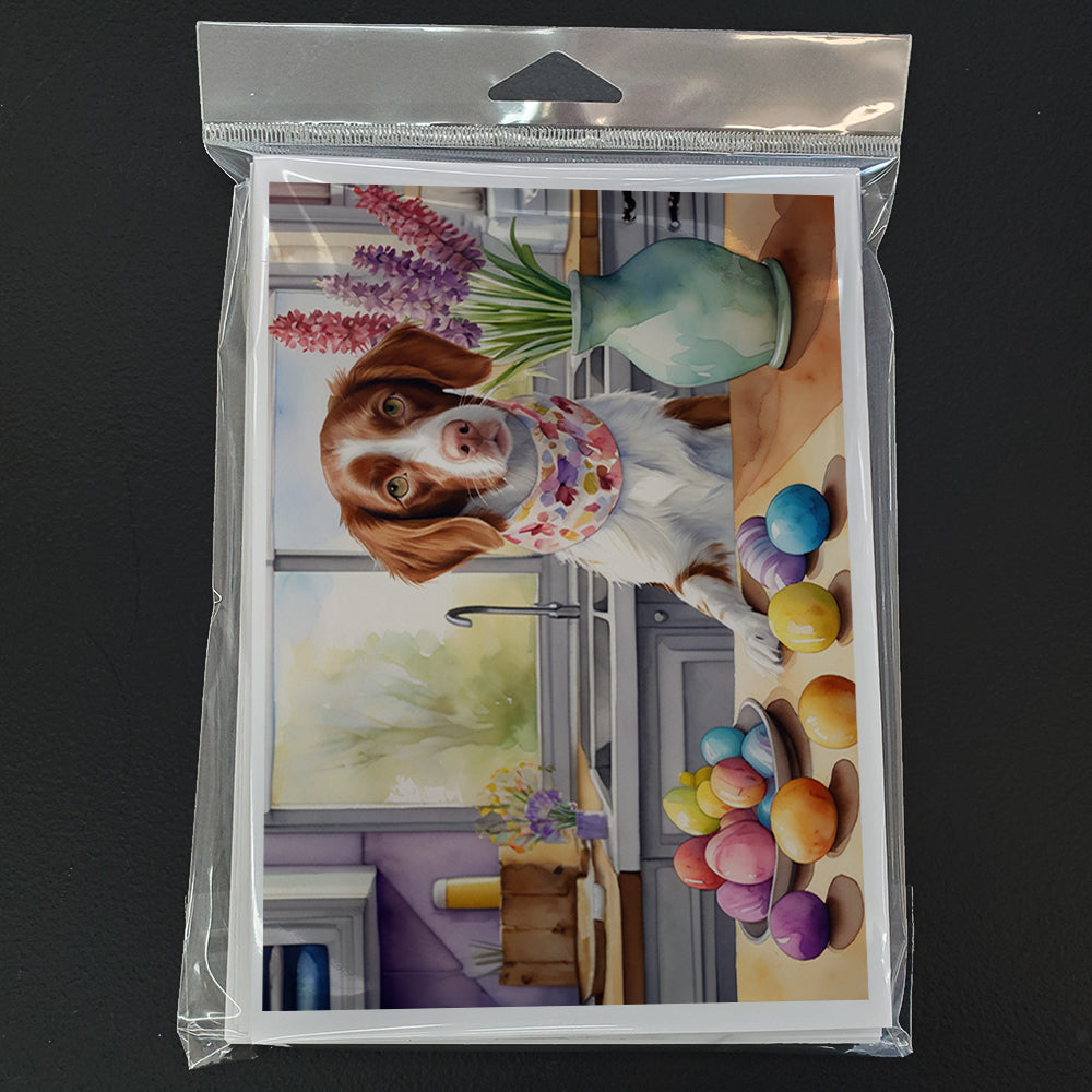 Decorating Easter Brittany Spaniel Greeting Cards Pack of 8