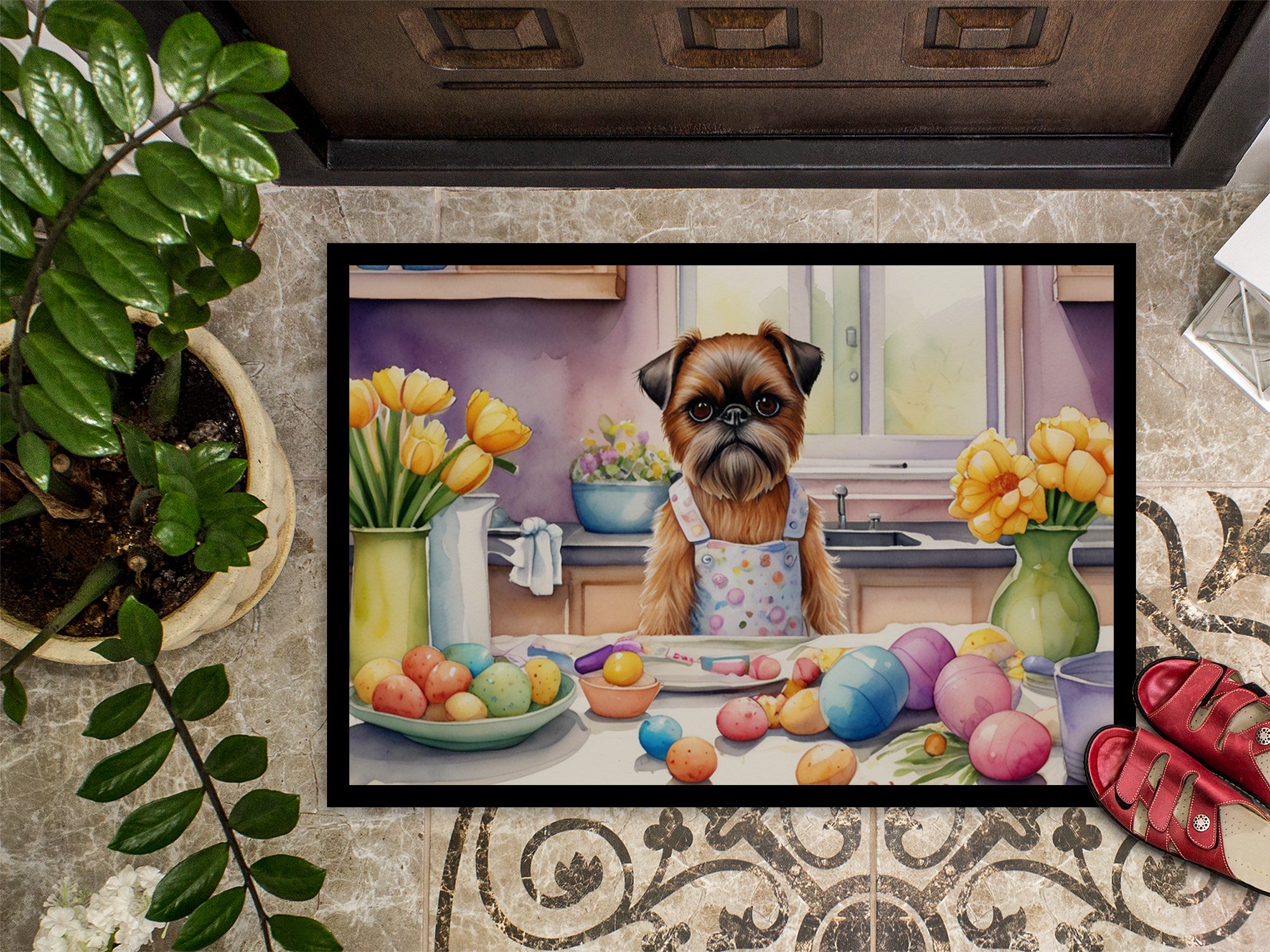 Decorating Easter Brussels Griffon Doormat