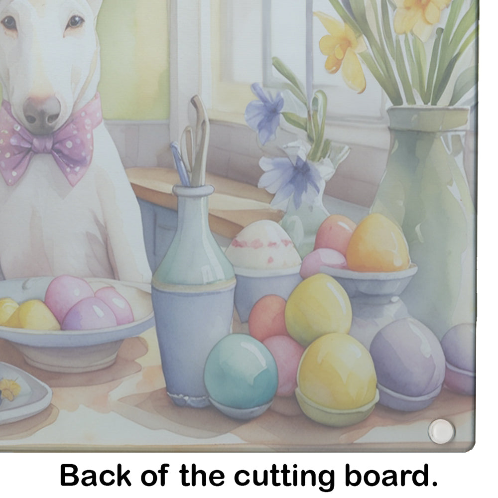 Decorating Easter Bull Terrier Glass Cutting Board