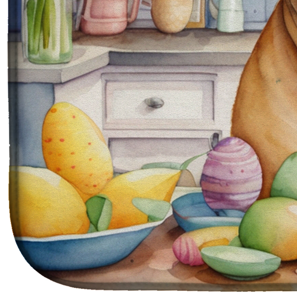 Decorating Easter Bullmastiff Dish Drying Mat