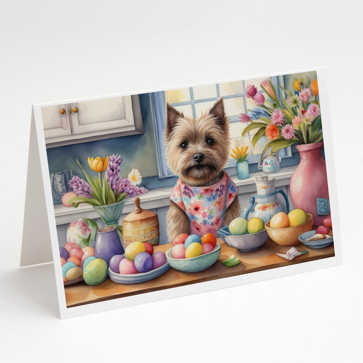 Buy this Decorating Easter Cairn Terrier Greeting Cards Pack of 8