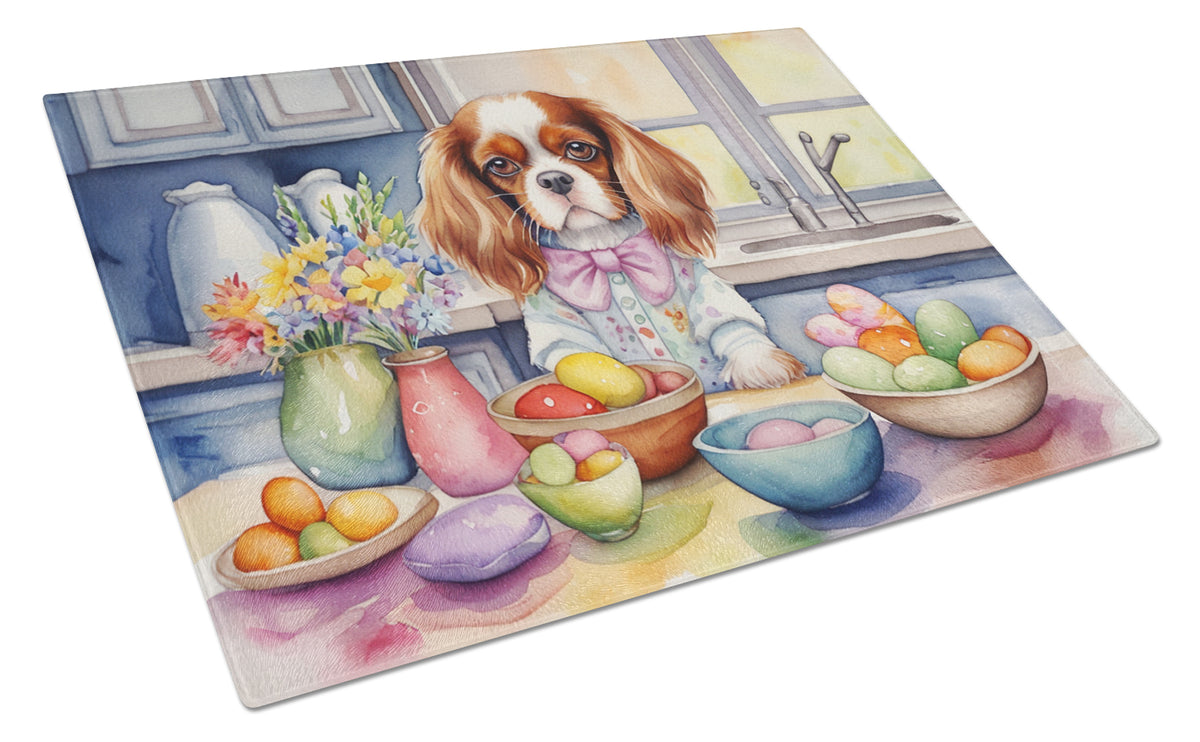 Buy this Decorating Easter Cavalier Spaniel Glass Cutting Board