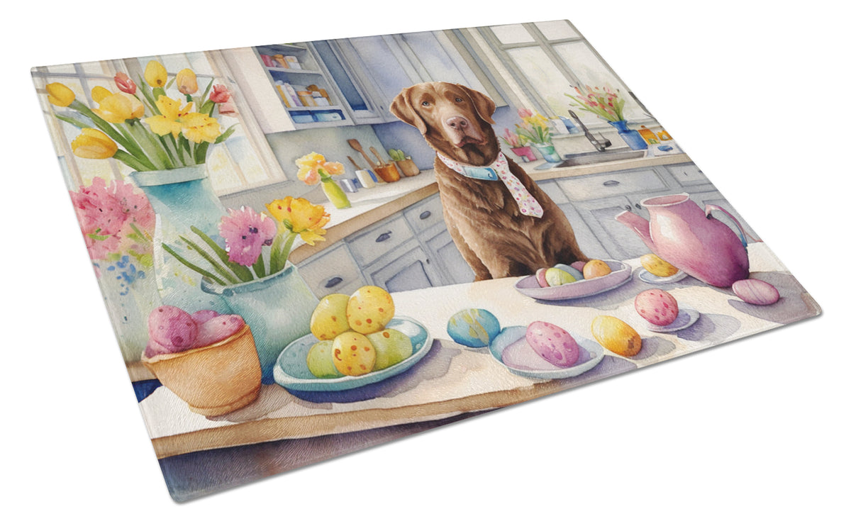 Buy this Decorating Easter Chesapeake Bay Retriever Glass Cutting Board