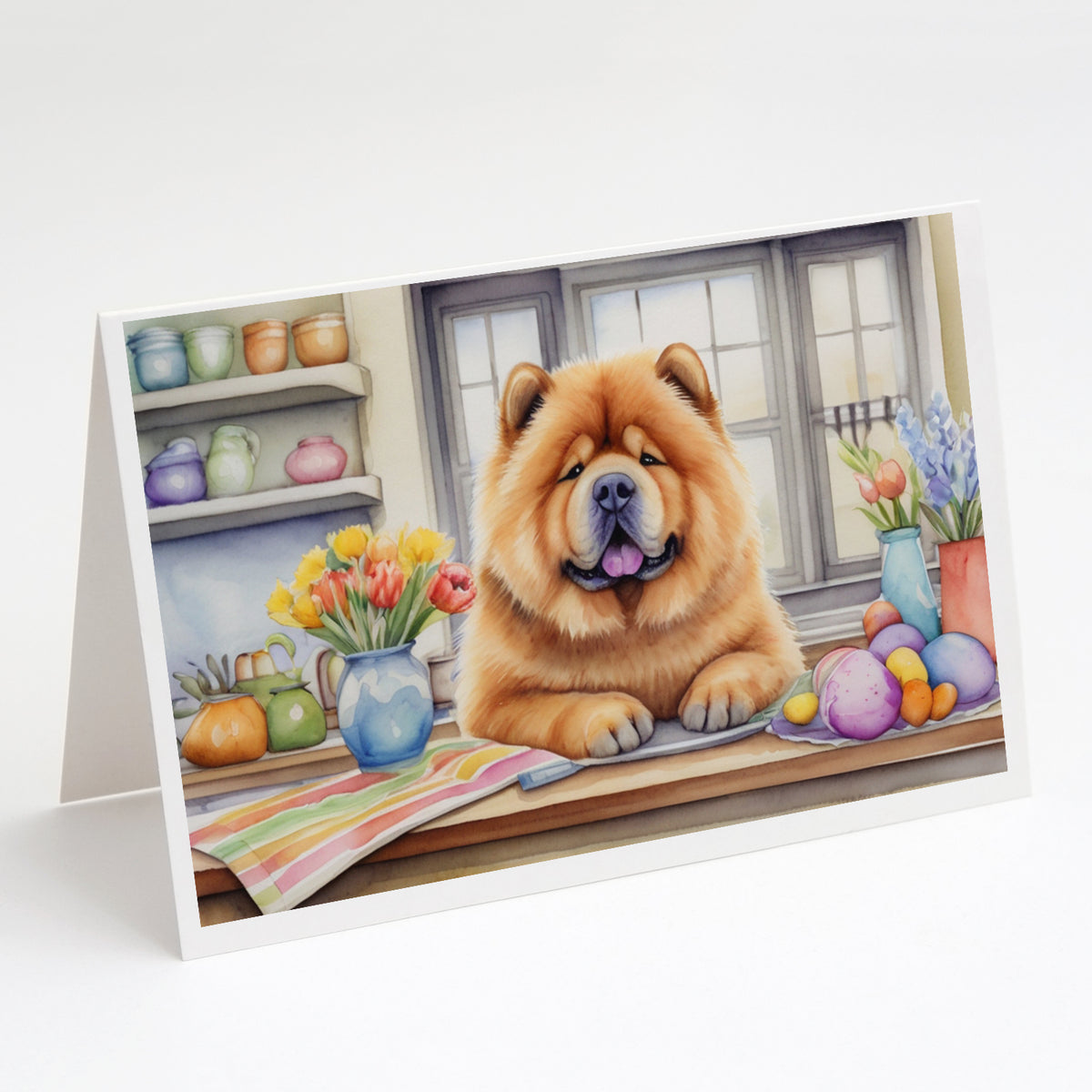 Buy this Decorating Easter Chow Chow Greeting Cards Pack of 8