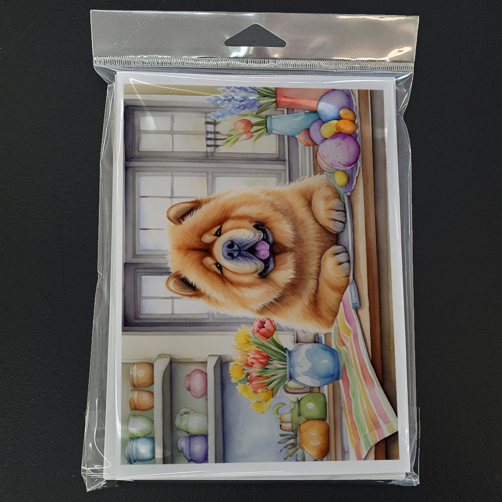 Decorating Easter Chow Chow Greeting Cards Pack of 8