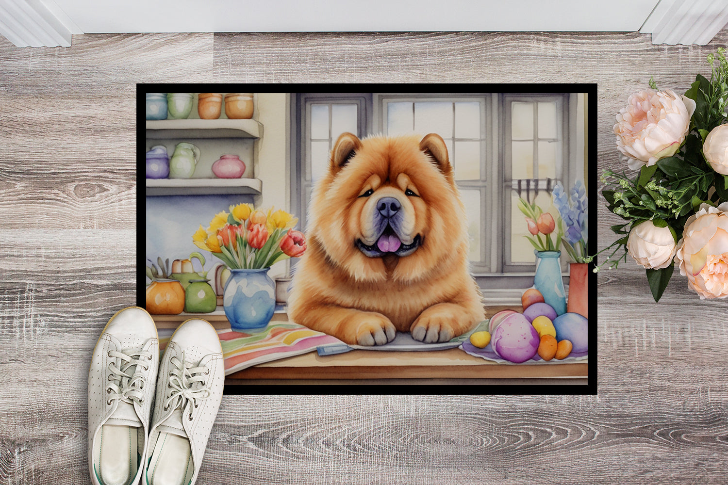 Decorating Easter Chow Chow Doormat