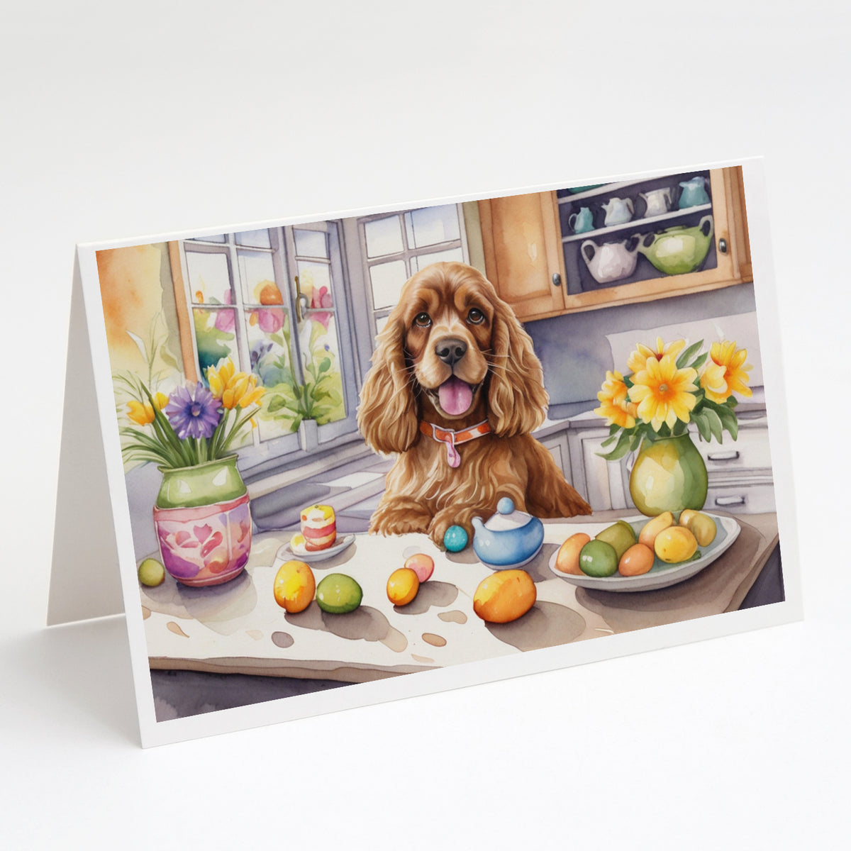 Buy this Decorating Easter Cocker Spaniel Greeting Cards Pack of 8