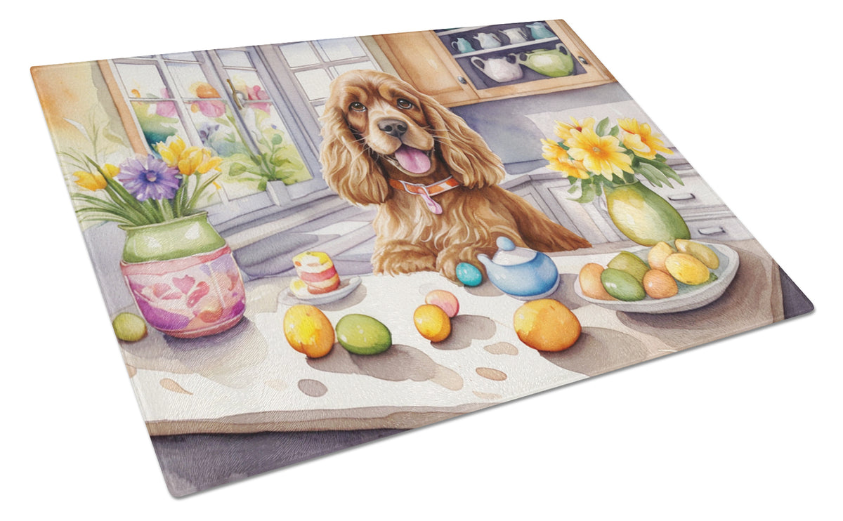 Buy this Decorating Easter Cocker Spaniel Glass Cutting Board