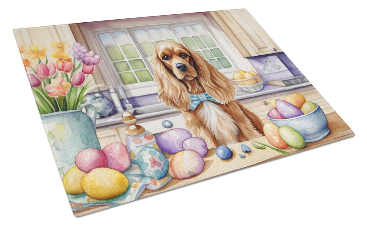Buy this Decorating Easter Cocker Spaniel Glass Cutting Board