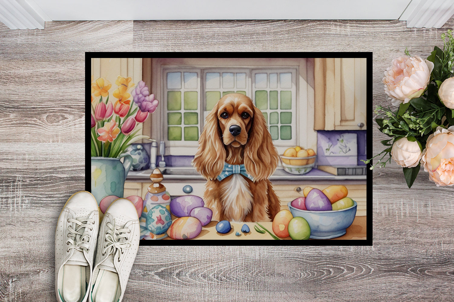 Caroline's Treasures Decorating Easter Cocker Spaniel Doormat - 18X27 Indoor / Outdoor Rug | Made in USA