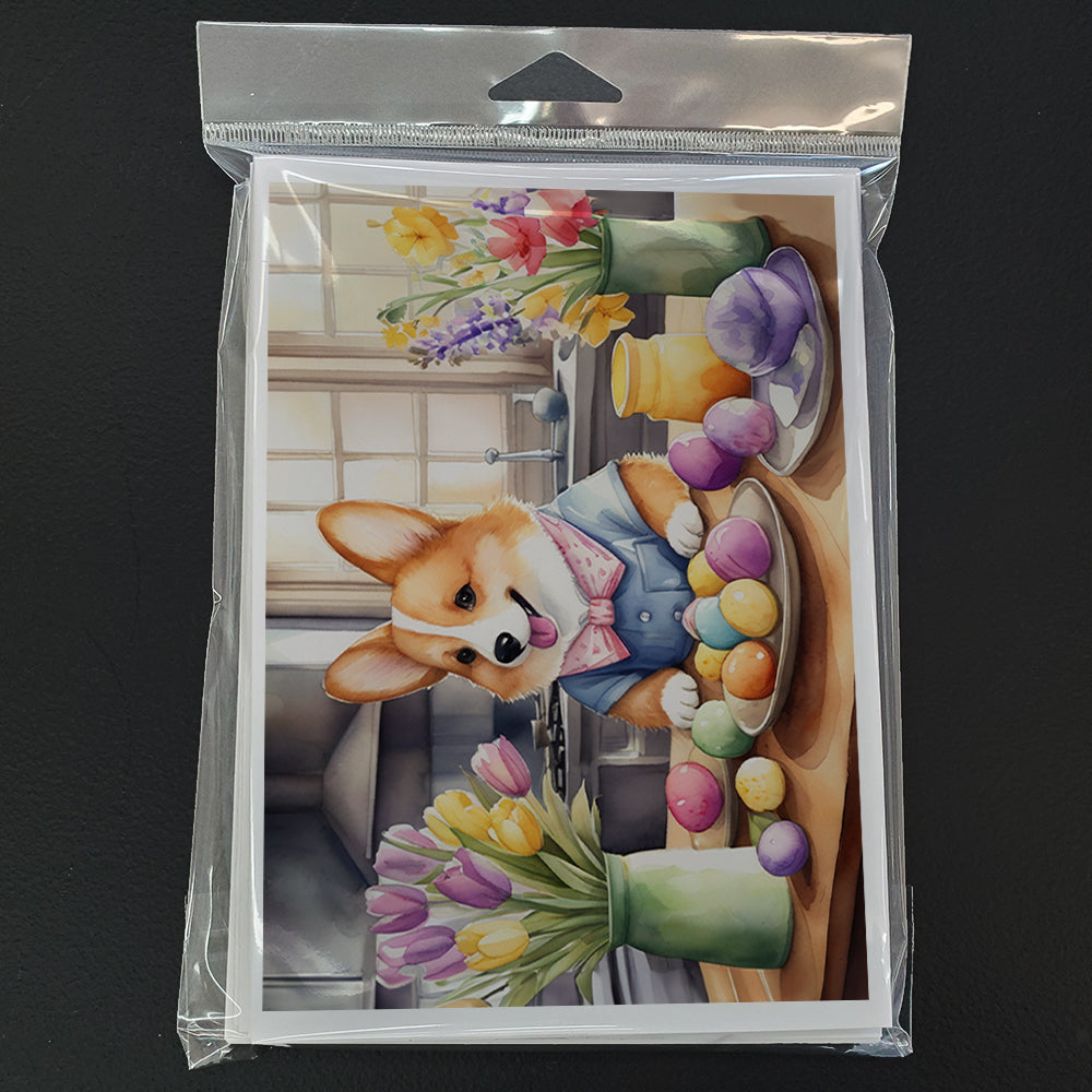 Decorating Easter Corgi Greeting Cards Pack of 8