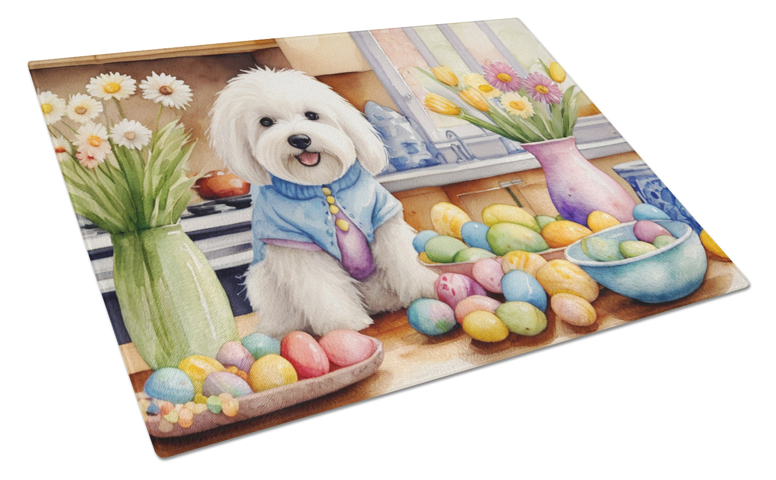 Buy this Decorating Easter Coton de Tulear Glass Cutting Board