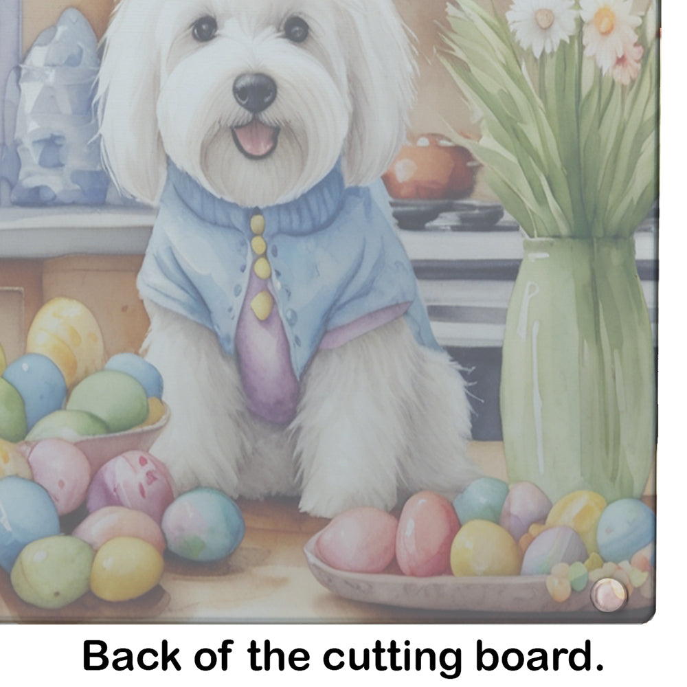 Decorating Easter Coton de Tulear Glass Cutting Board