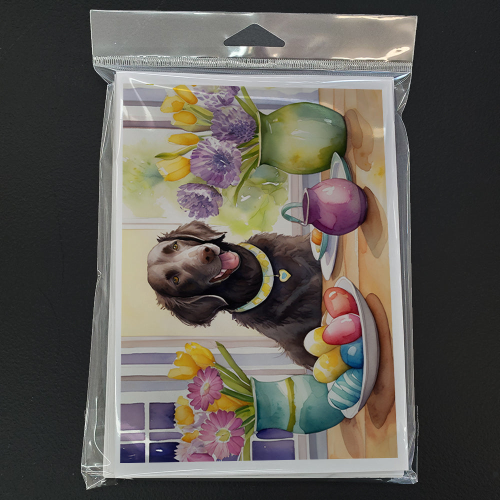 Decorating Easter Curly-Coated Retriever Greeting Cards Pack of 8