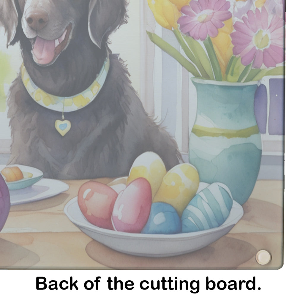 Decorating Easter Curly-Coated Retriever Glass Cutting Board