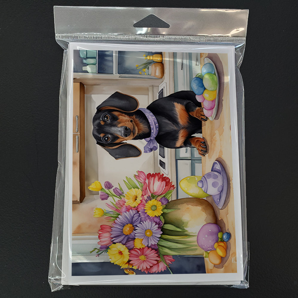 Decorating Easter Dachshund Greeting Cards Pack of 8