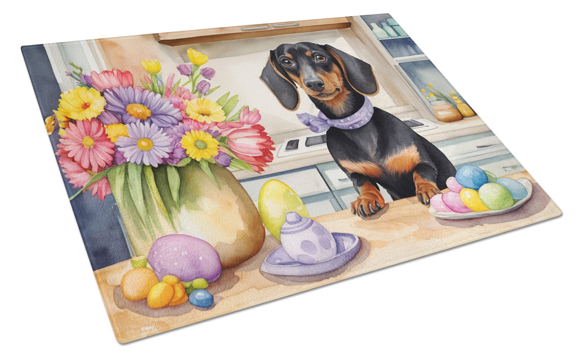 Buy this Decorating Easter Dachshund Glass Cutting Board