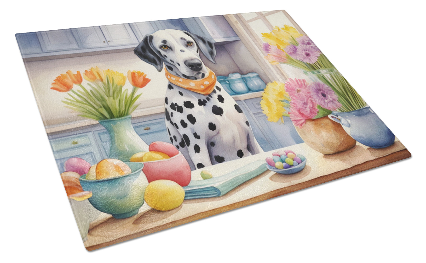 Buy this Decorating Easter Dalmatian Glass Cutting Board