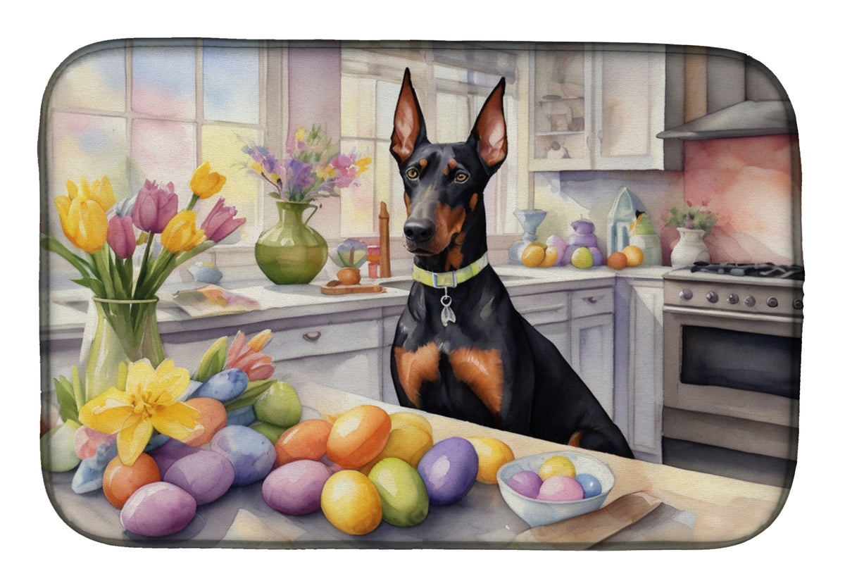Buy this Decorating Easter Doberman Pinscher Dish Drying Mat