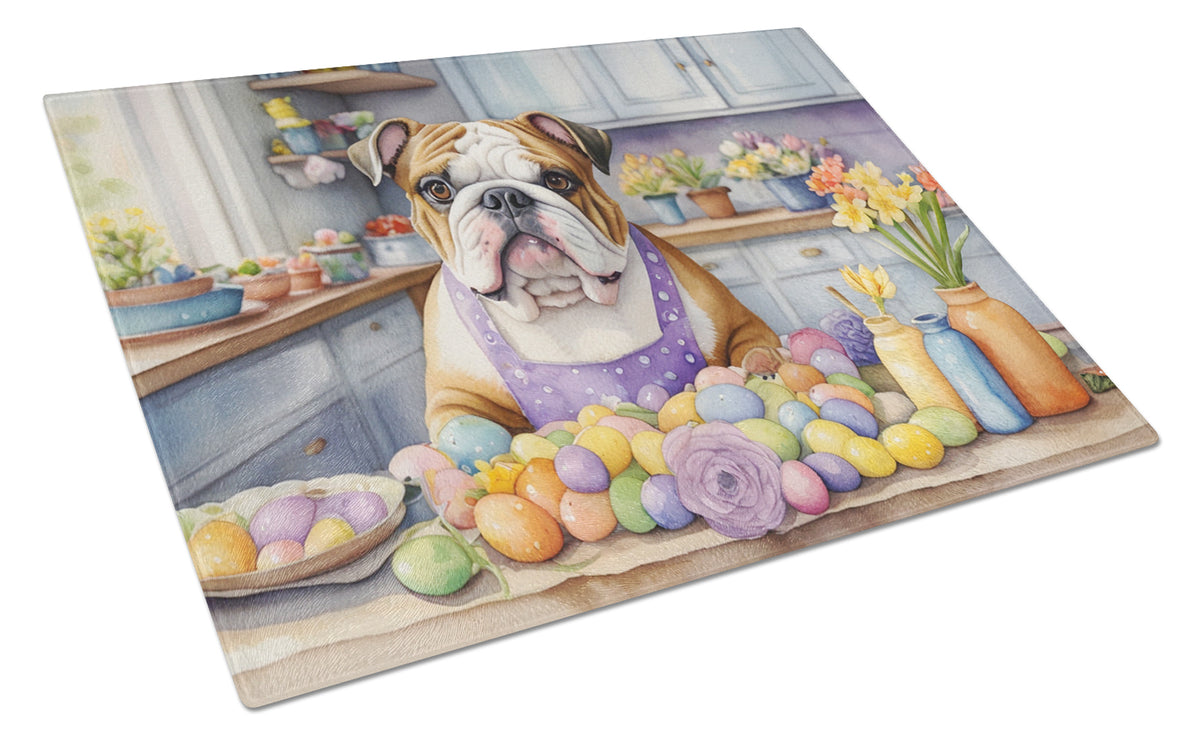 Buy this Decorating Easter English Bulldog Glass Cutting Board