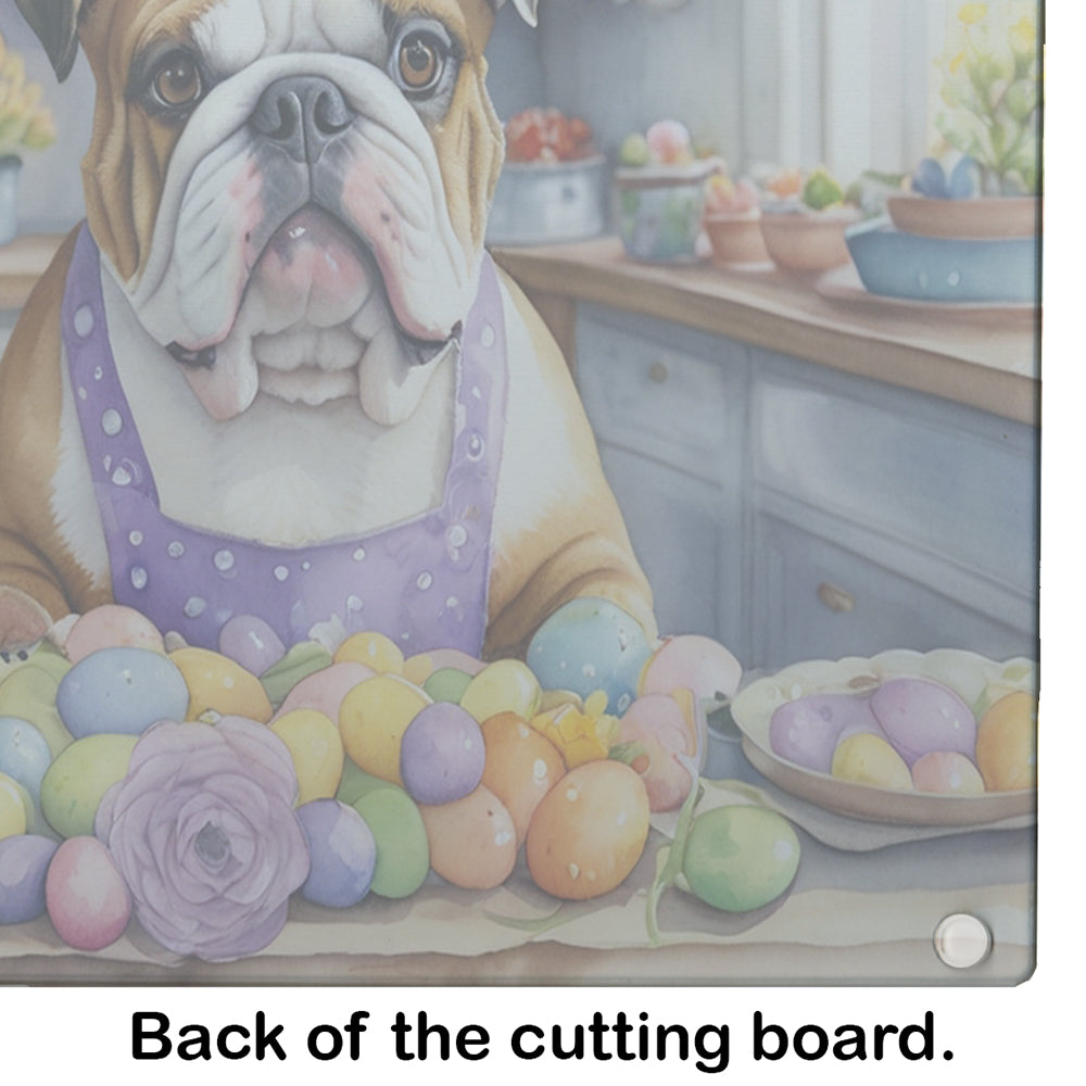 Decorating Easter English Bulldog Glass Cutting Board