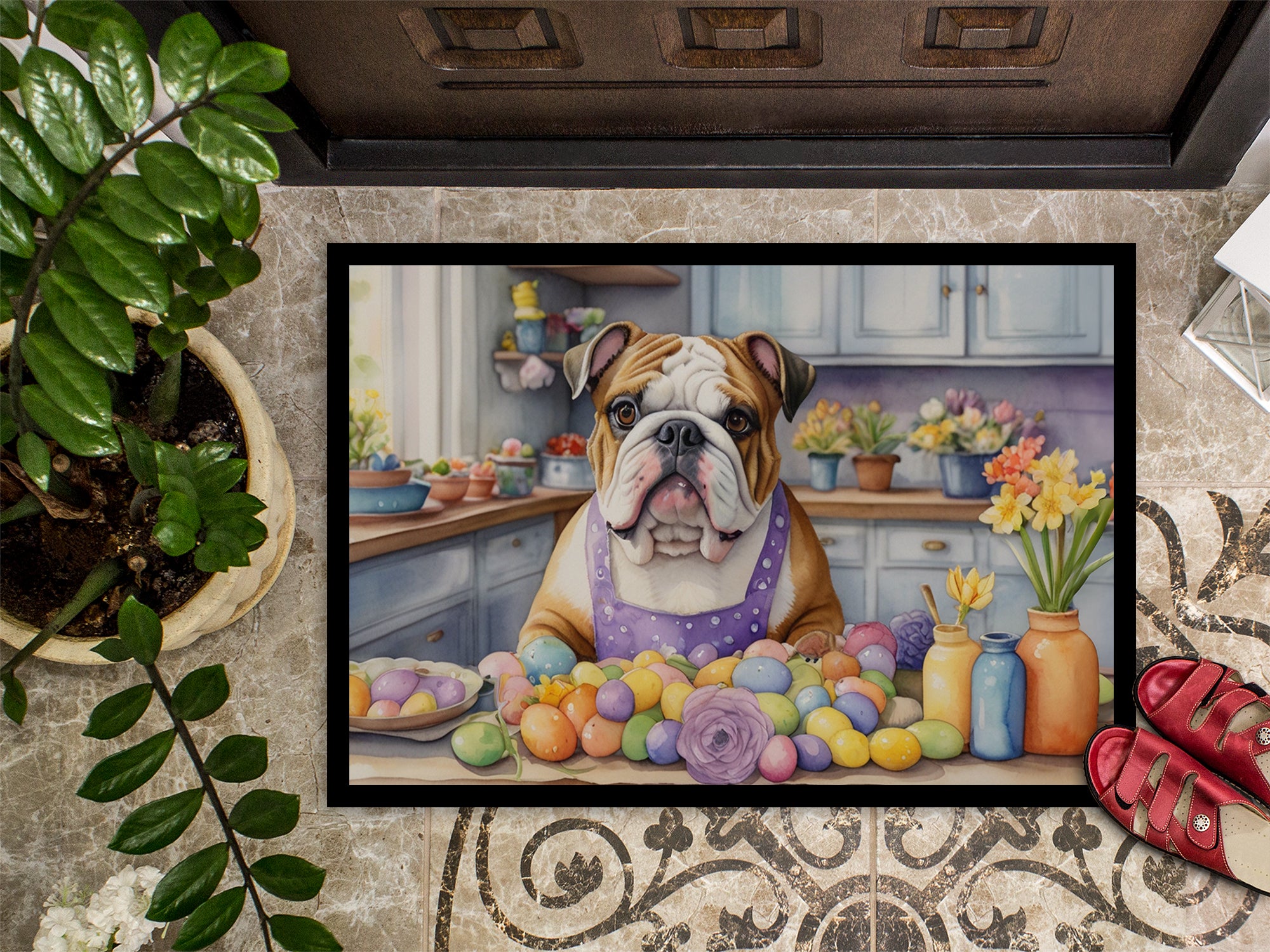 Decorating Easter English Bulldog Doormat