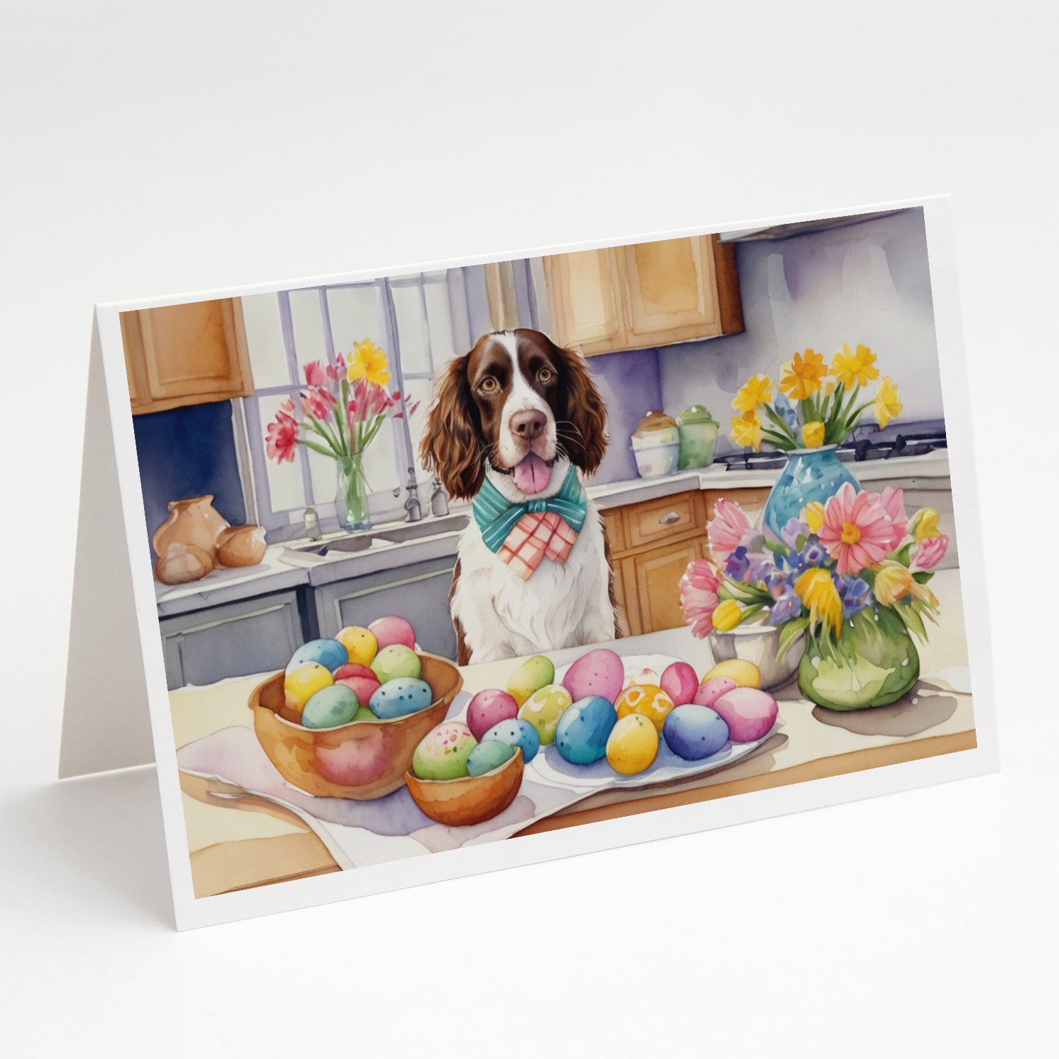 Buy this Decorating Easter English Springer Spaniel Greeting Cards Pack of 8