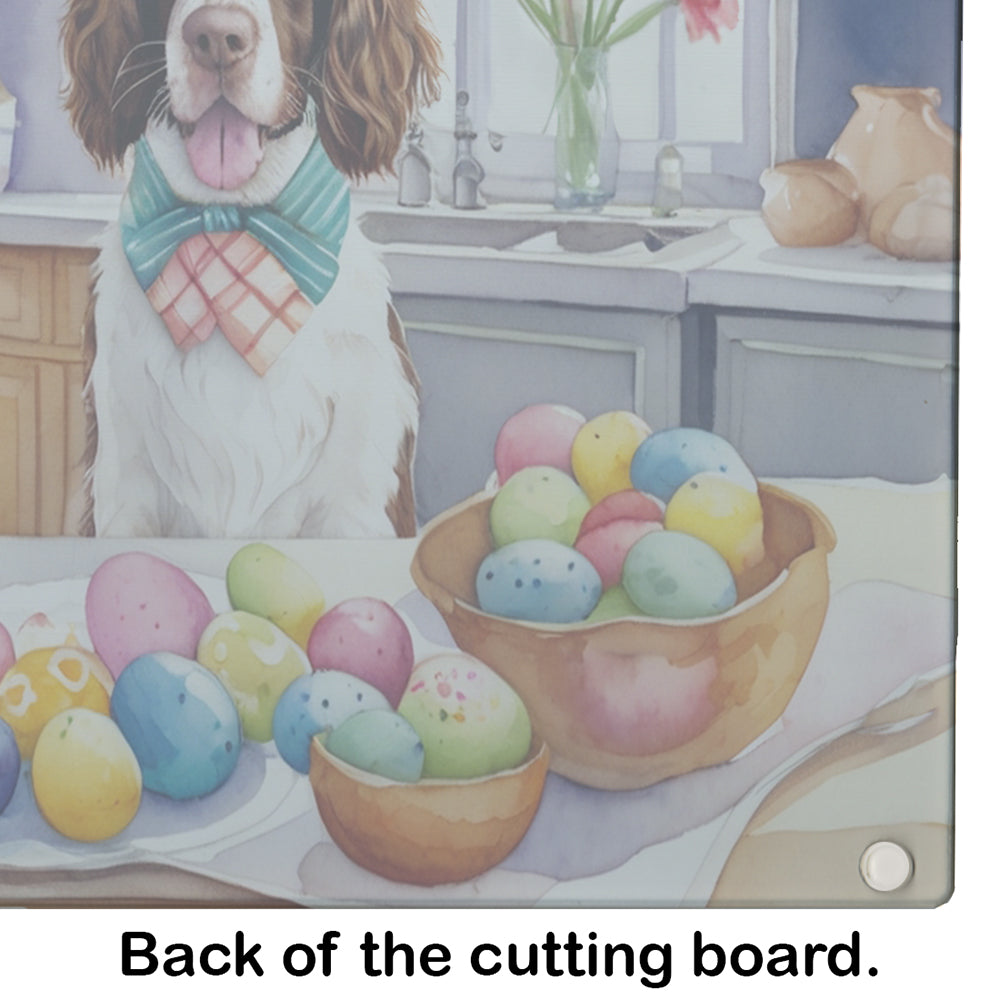 Decorating Easter English Springer Spaniel Glass Cutting Board