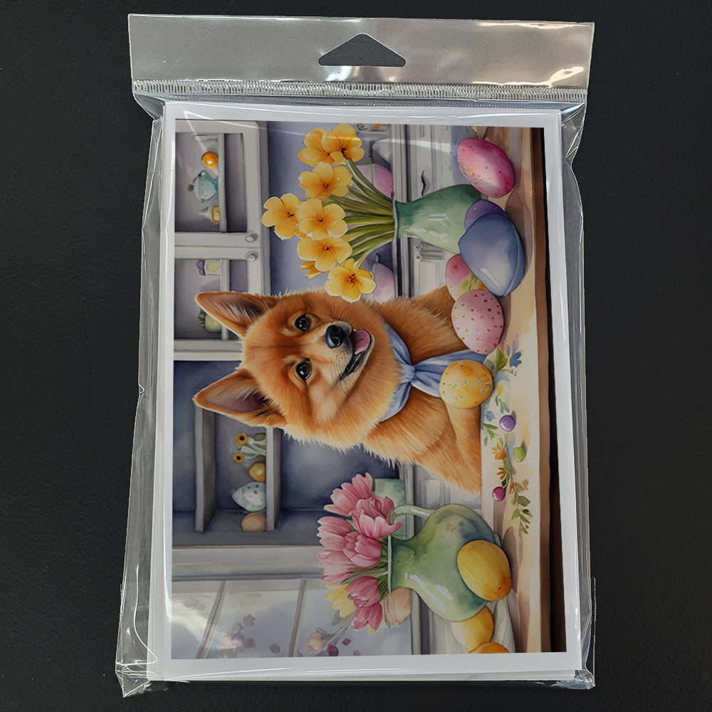Decorating Easter Finnish Spitz Greeting Cards Pack of 8