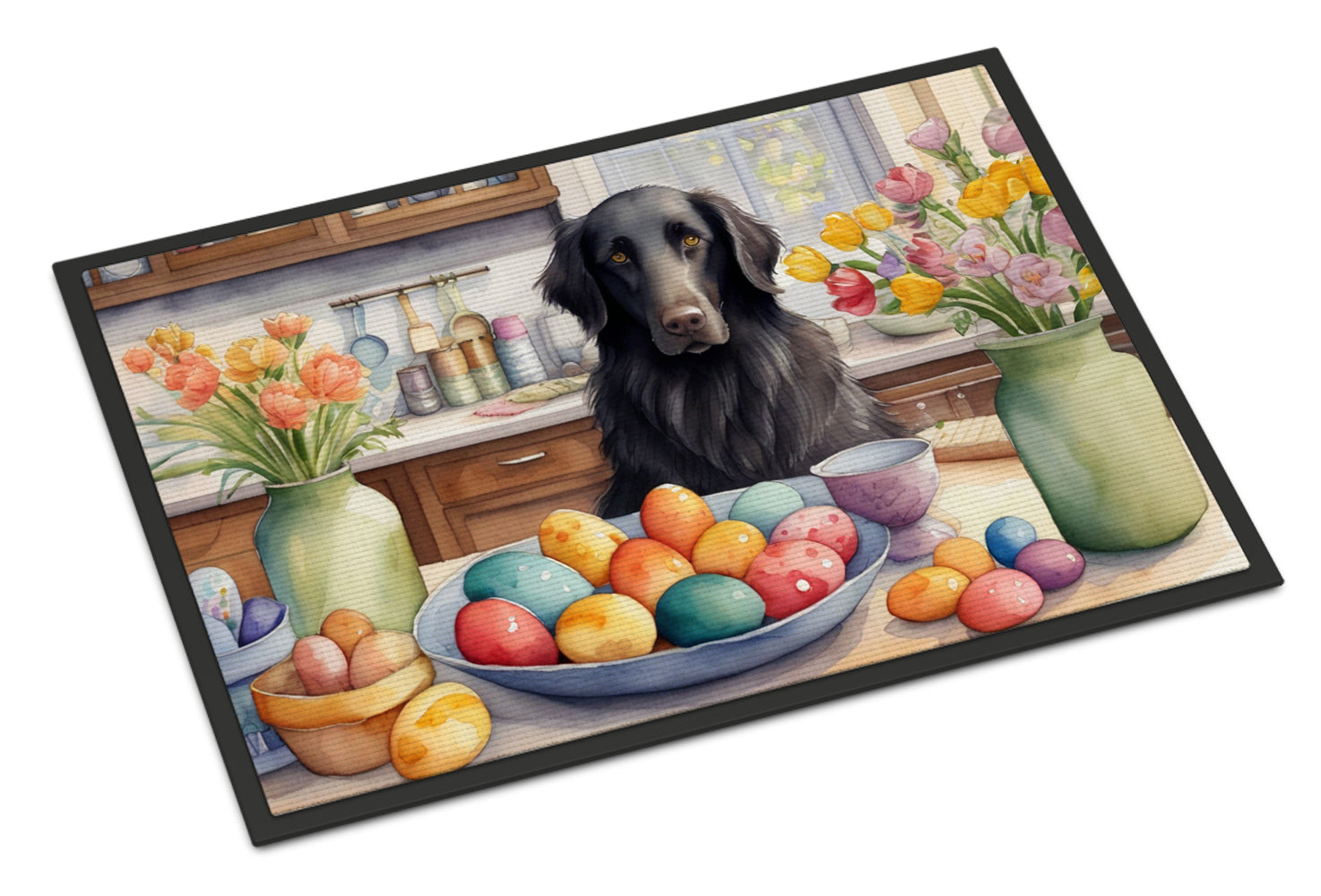 Buy this Decorating Easter Flat-Coated Retriever Doormat