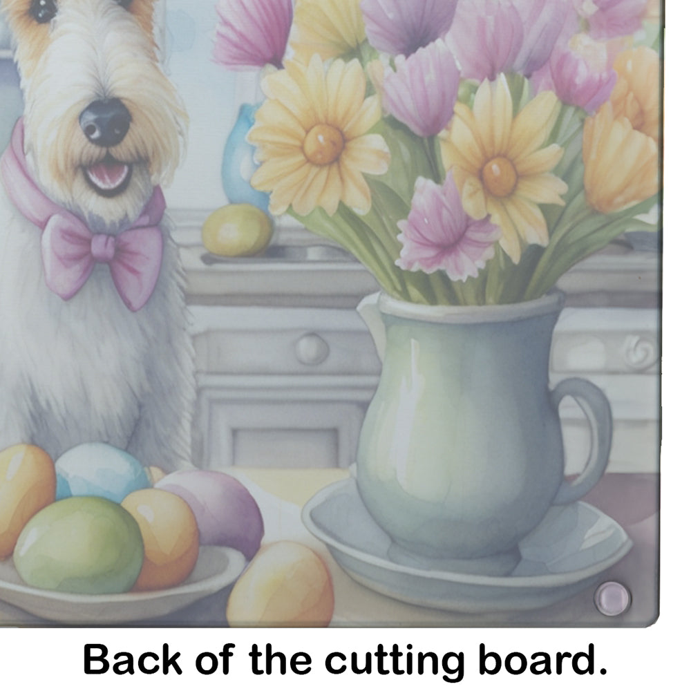 Decorating Easter Fox Terrier Glass Cutting Board