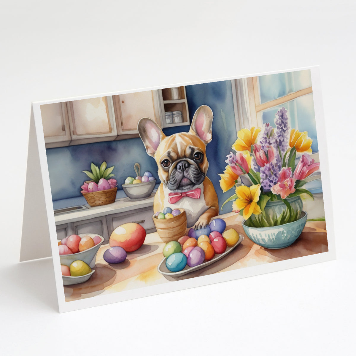 Buy this Decorating Easter French Bulldog Greeting Cards Pack of 8