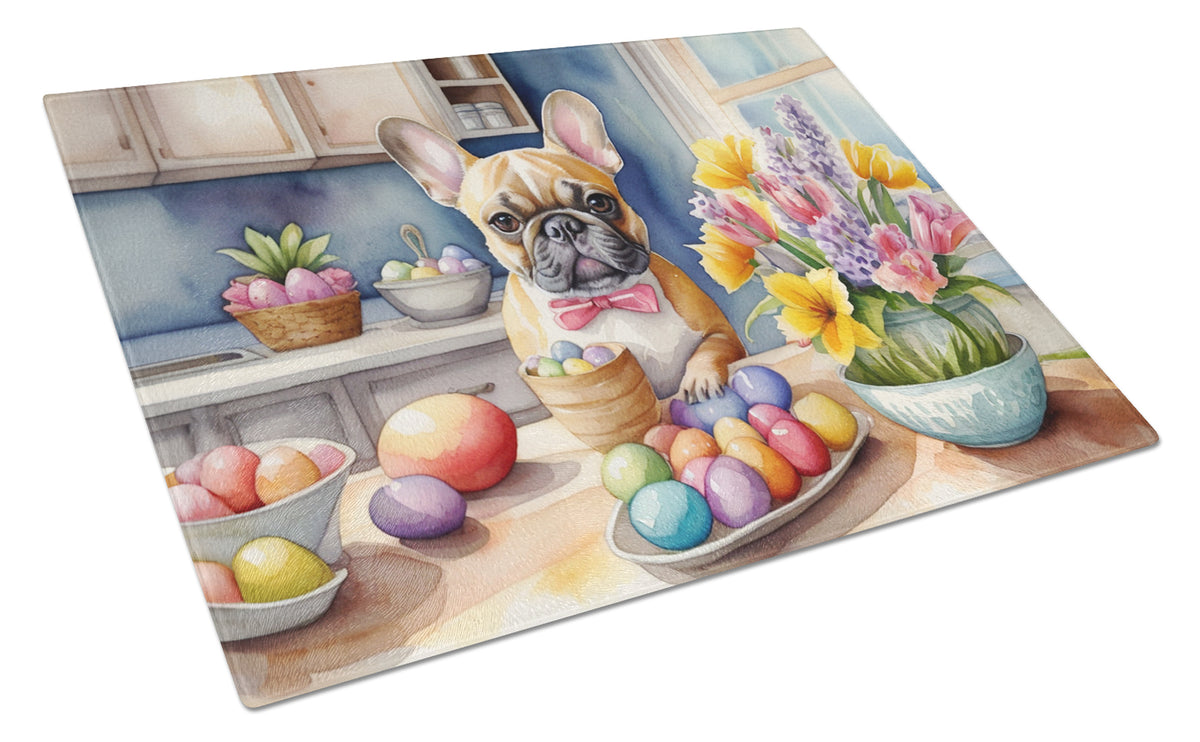 Buy this Decorating Easter French Bulldog Glass Cutting Board