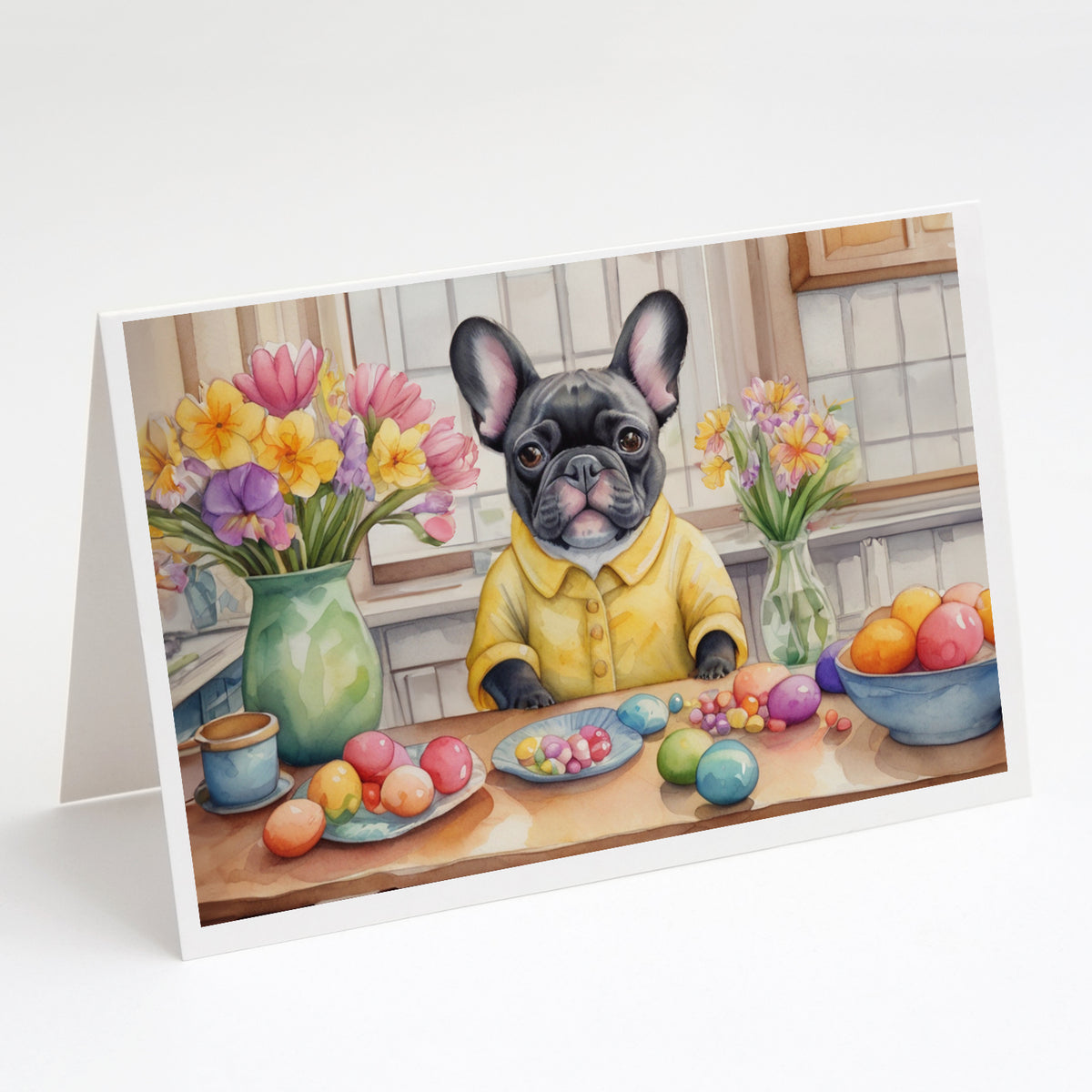 Buy this Decorating Easter French Bulldog Greeting Cards Pack of 8