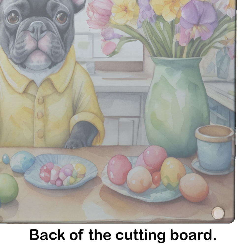 Decorating Easter French Bulldog Glass Cutting Board