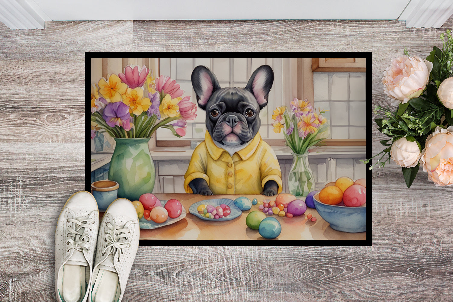 Decorating Easter French Bulldog Doormat