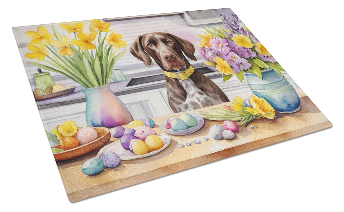 Buy this Decorating Easter German Shorthaired Pointer Glass Cutting Board