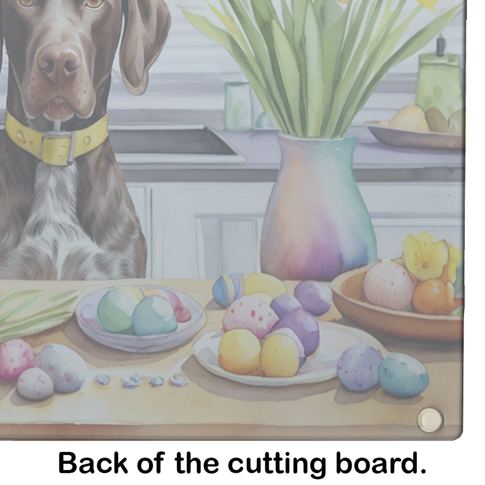 Decorating Easter German Shorthaired Pointer Glass Cutting Board