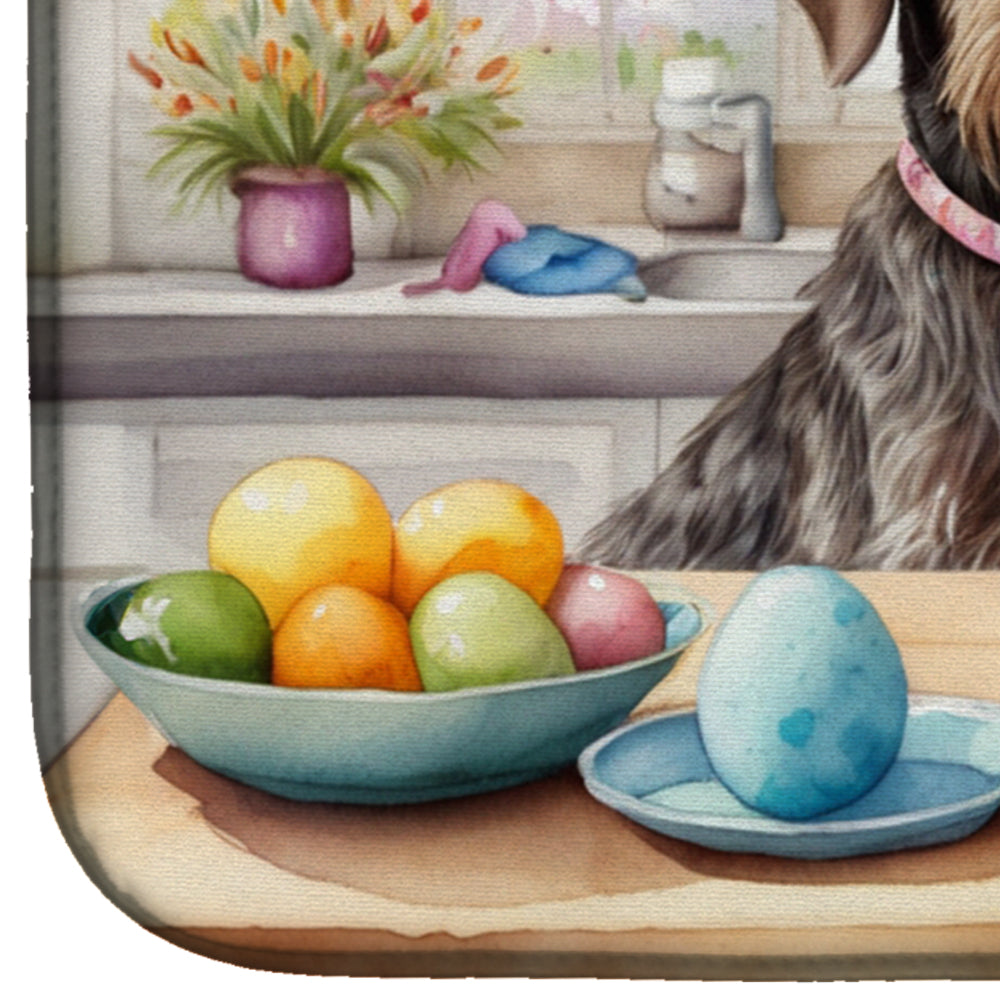 Decorating Easter German Wirehaired Pointer Dish Drying Mat