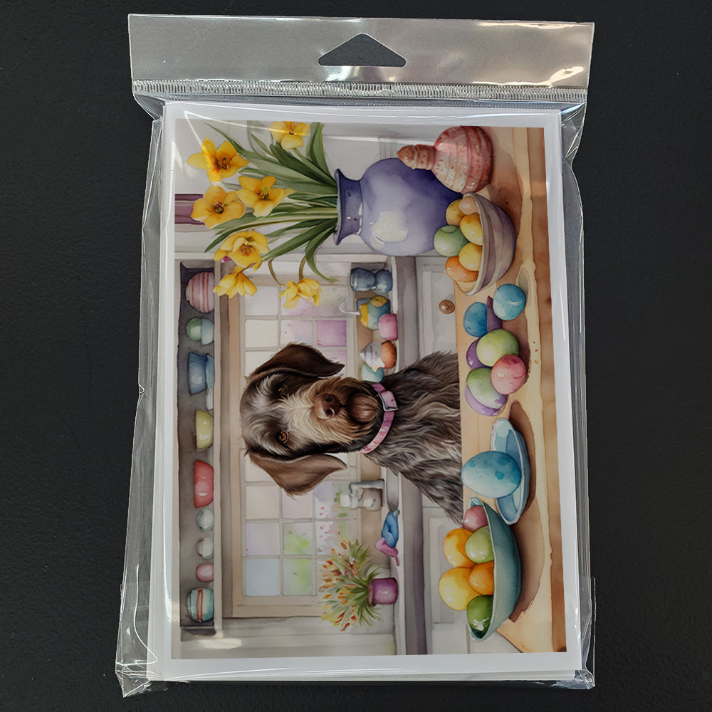Decorating Easter German Wirehaired Pointer Greeting Cards Pack of 8