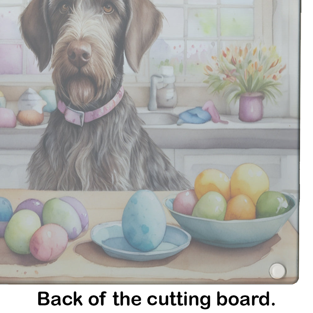 Decorating Easter German Wirehaired Pointer Glass Cutting Board