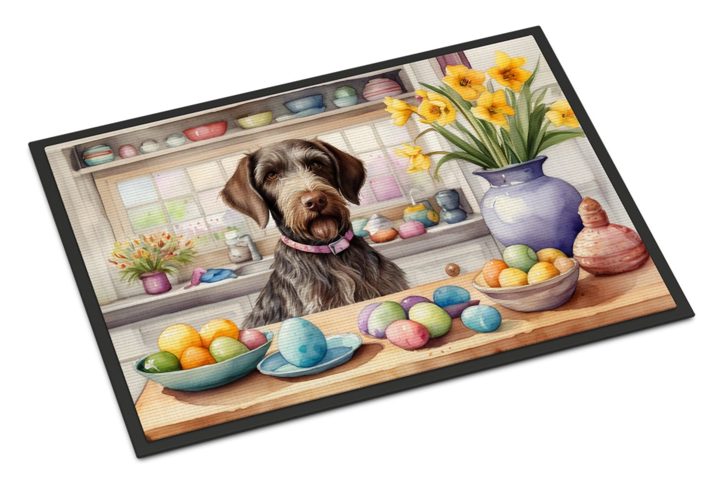 Buy this Decorating Easter German Wirehaired Pointer Doormat