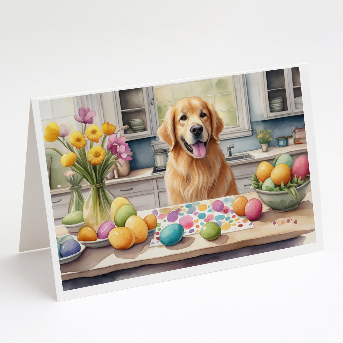 Buy this Decorating Easter Golden Retriever Greeting Cards Pack of 8
